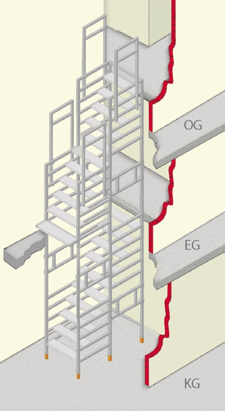 Scala dell'edificio dritta in alto